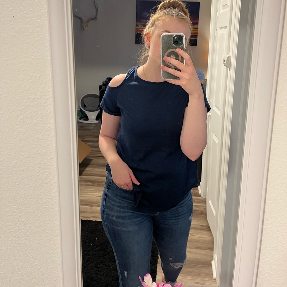 Navy Blue Cold Shoulder Blouse (unbranded) (small)